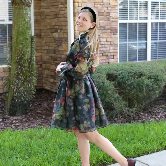 Selkie Dark Floral Long Sleeve Dress - Picture 7 of 11